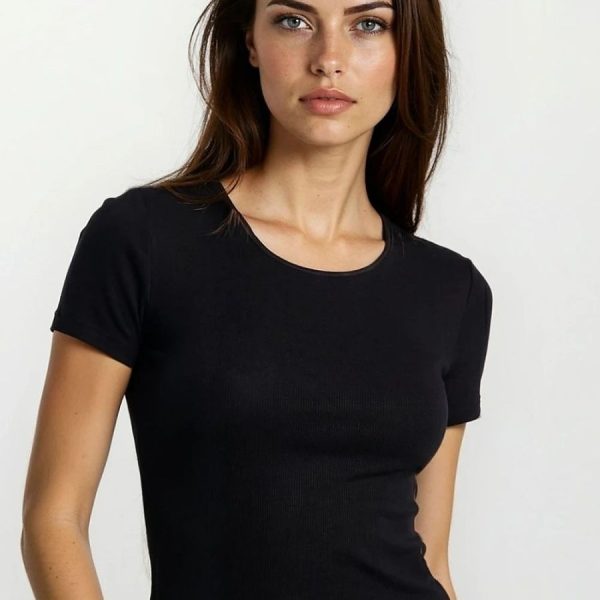 Maglia Eldar Nero Slim Fit con colletto a mezza rotondità