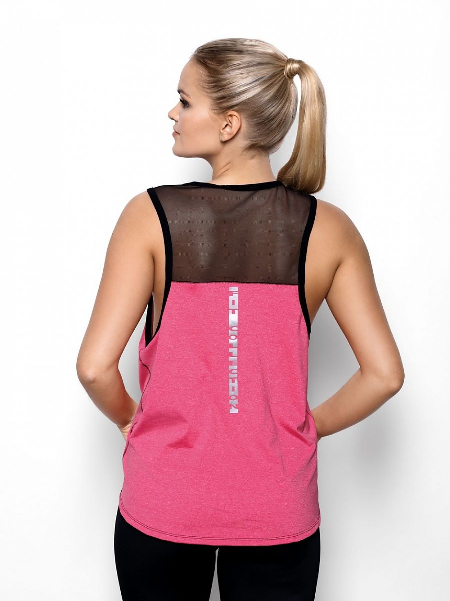 Top rosa Eldar con inserto tulle nero – silhouette slim - immagine 2